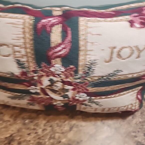 Christmas Needlepoint Decorative Throw Pillow Peace Joy Noel Cheer 16"x11" - Picture 5 of 11